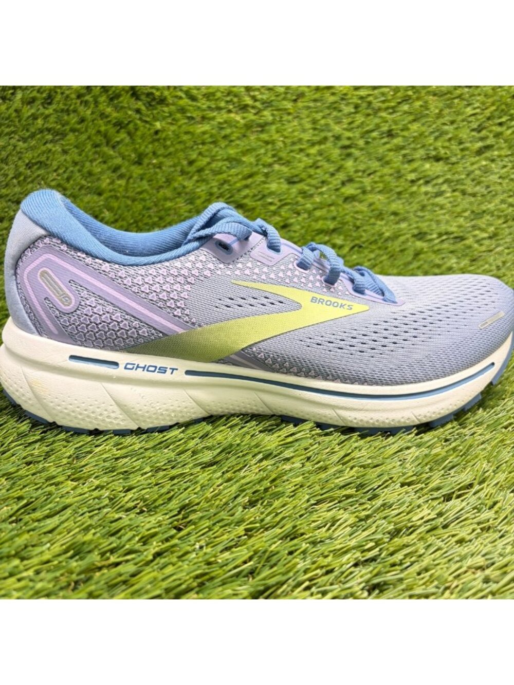 Brooks Ghost 14 Womens Size 9 Purple Green White Athletic Running Shoes Sneakers